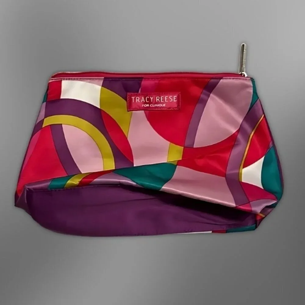 Clinique Tracy Reese Cosmetic Bag Bold Colorful Circles Design Multicolor W OS